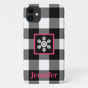 Case-Mate iPhone Case Noir, Blanc, Plaid De Buffle Rose, Flèche De Neig
