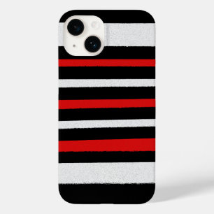 Coque Pour iPhone 14 Noir Blanc Rouge Cool Motifs simples