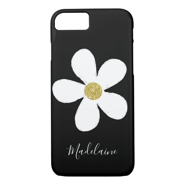 Coques Case-Mate iPhone Noir Blanc Simple Daisy Or Personnel (Dos)