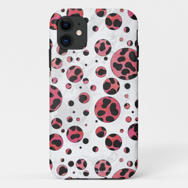 Coques Case-Mate iPhone Noir dalmate et rouge avec Pois (Dos)