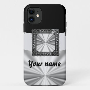 Coques Pour iPhone Noir et argent personnalisable