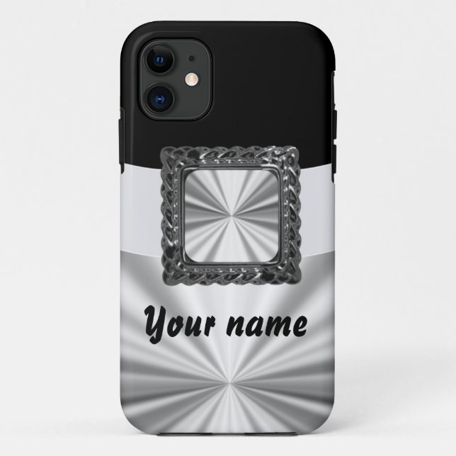 Coques Case-Mate iPhone Noir et argent personnalisable (Dos)