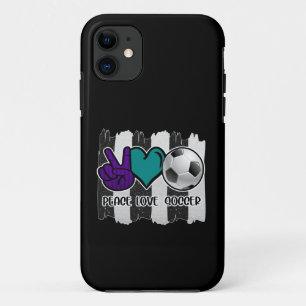 Case-Mate iPhone Case Noir et blanc Striped Peace Love Soccer