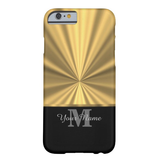 Coques Case-Mate iPhone Noir et monogramme métallique d'or (Dos)