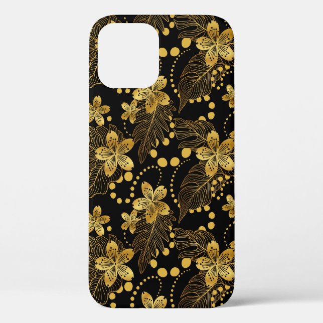 Coques Case-Mate iPhone Noir et ormotif feuille tropical (Verso)