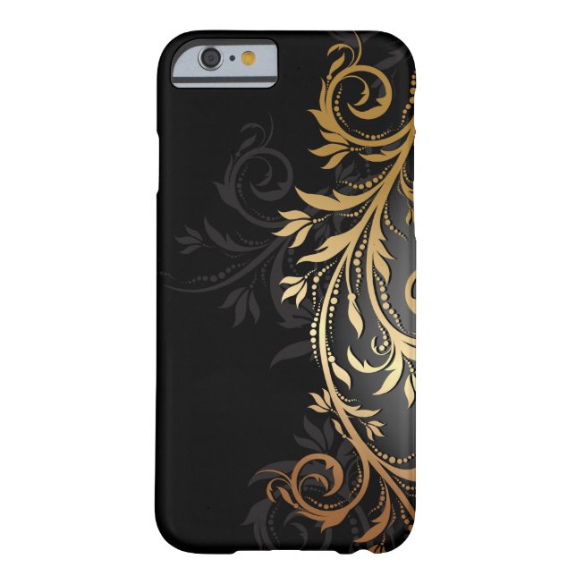 Coques Case-Mate iPhone Noir et vigne florale d'or (Dos)