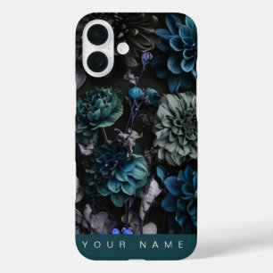 Coques iPhone 16 Plus Noir Garden Turquoise