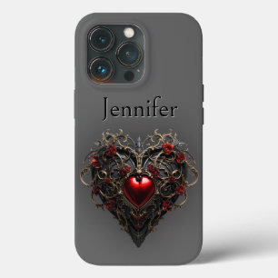 Case-Mate iPhone Case Noir gothique et Coeur Noir Rouge