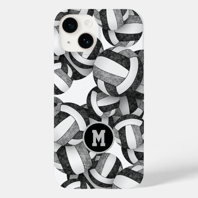 Coques Case-Mate iPhone Noir gris monogrammed filles volleyball (Verso)