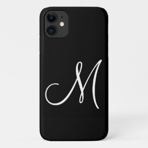 Case-Mate iPhone Case Noir initial blanc de script chic
