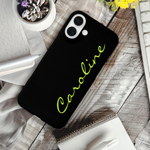 Coques iPhone 16 Plus Noir moderne Décontracté Monogramme personnalisé