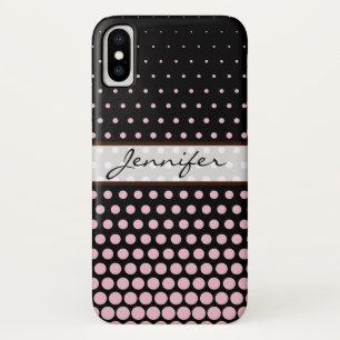 Case-Mate iPhone Case Noir moderne élégant rose de point de polka de