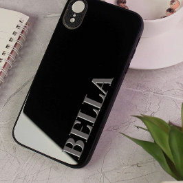 Coque Pour iPhone 14 Noir moderne initial minimal contemporain