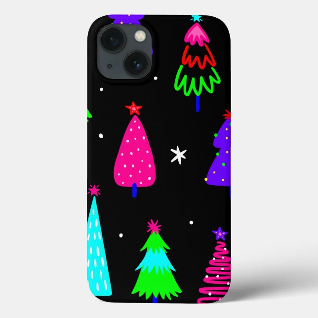 Coques Case-Mate iPhone noir noël arbre pop art coloré (Verso)