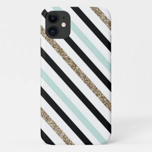 Case-Mate iPhone Case Noir, Or, Turquoise rayé