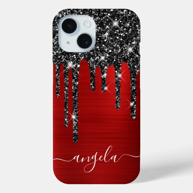 Coques Case-Mate iPhone Noir Parties scintillant Lecteurs Rouge Signature  (Verso)