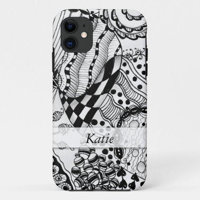 Coques Case-Mate iPhone Noir personnalisé et blanc gribouillés, (Dos)