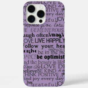 Coques iPhone 16 Pro Max Noir Purple Mots Inspirants Noël