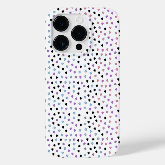 Coques Case-Mate iPhone Noir rose pourpre bleu Coeurs Monogramme Motif (Verso)