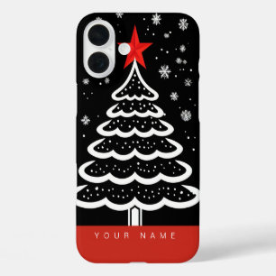 Coques iPhone 16 Plus Noir & Rouge Noël