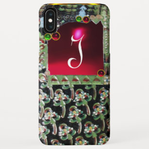 Case-Mate iPhone Case NOIR VERT ROUGE ART NOUVEAU GEMSTONE MONOGRAM Ruby