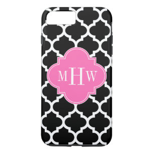 Coques Pour iPhone Noir Whal Marocain #5 Hot Rose #2 Nom Monogramme