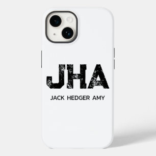 COQUE POUR iPhone 14 NOM À TROIS LETTRES MINIMALISTE NOIR MONOGRAMME BL