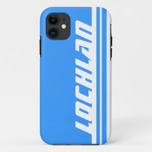 Coques Pour iPhone Nom bleu clair & blanc bande sportive iphone