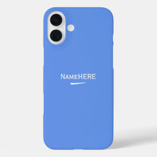 Coques iPhone 16 Plus Nom Customisé minimaliste, bleu Cool ou monogramme