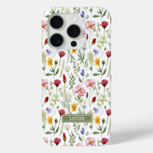 Coque iPhone 15 Pro Nom de belles fleurs sauvages botaniques
