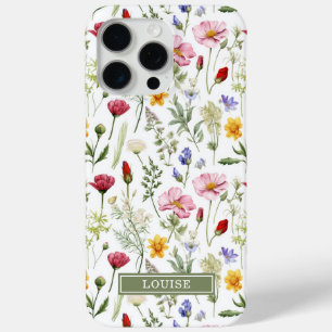Coque iPhone 15 Pro Max Nom de belles fleurs sauvages botaniques