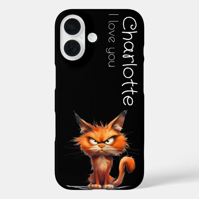 Coques Case-Mate iPhone Nom de chats de dessin animé en colère d'orange mo (Verso)