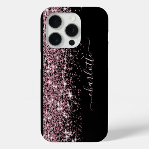 Coque iPhone 15 Pro Nom de la fille Parties scintillant rose étincelan