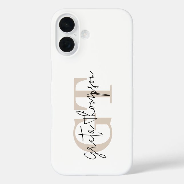 Coques Case-Mate iPhone Nom de la signature Monogramme beige (Verso)