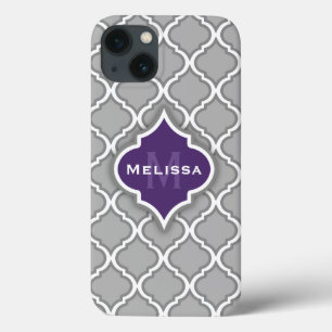 Case-Mate iPhone Case Nom de monogramme élégant Motif marocain violet gr