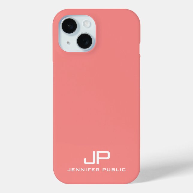 Coques Case-Mate iPhone Nom de monogramme personnalisé Modèle rose (Verso)