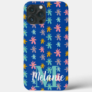 Case-Mate iPhone Case Nom de motif fleur groovy bleu