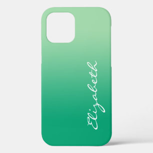 Case-Mate iPhone Case Nom de script manuscrit Dégradé vert foncé clai