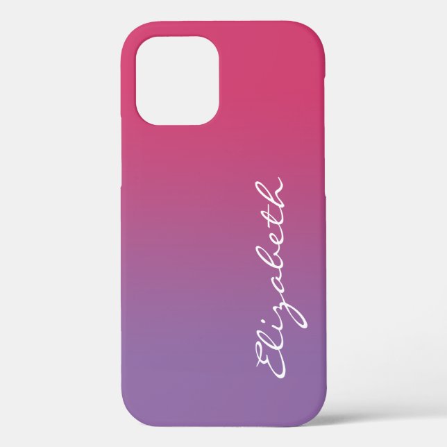 Coques Case-Mate iPhone Nom de script manuscrit Pink to Purple Gradient (Verso)