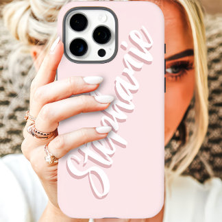 Coques iPhone 16 Pro Max Nom de style minimal rose poudré moderne