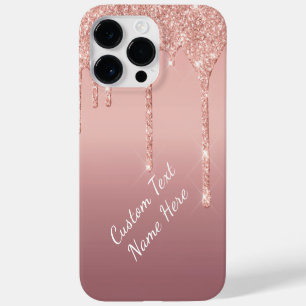 Coque Pour Pour iPhone 14 Pro Max Nom de texte personnalisé Rose Parties scintillant