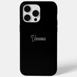 Coque iPhone 15 Pro Max Nom d'écriture professionnelle noir personnalisé