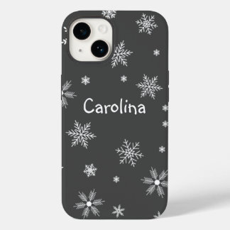 Coque Pour iPhone 14 nom des flocons blancs
