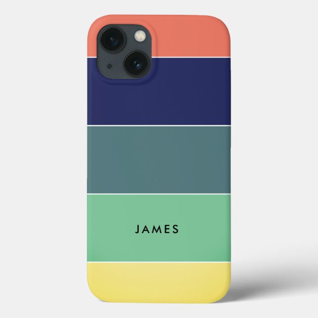 Coques Case-Mate iPhone Nom du bloc de couleur Bleu Vert rose (Verso)