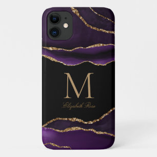 Case-Mate iPhone Case Nom du monogramme Agression violette Or Black Mode