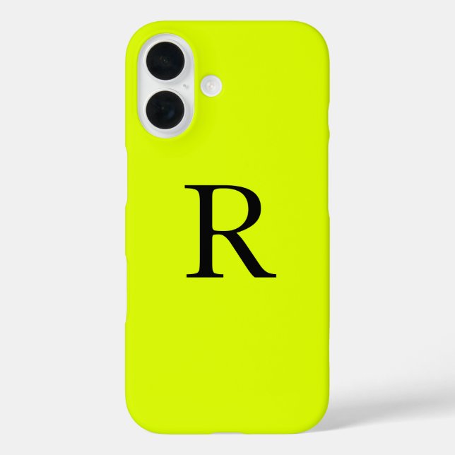 Coques Case-Mate iPhone Nom du monogramme Chartreuse jaune néon (Verso)