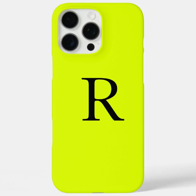 Coques Case-Mate iPhone Nom du monogramme Chartreuse jaune néon (Verso)