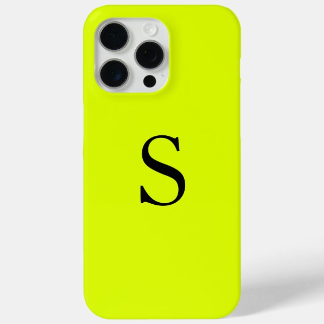 Coques Case-Mate iPhone Nom du monogramme Chartreuse jaune néon (Verso)