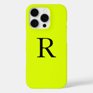 Coques iPhone 16 Pro Nom du monogramme Chartreuse jaune néon