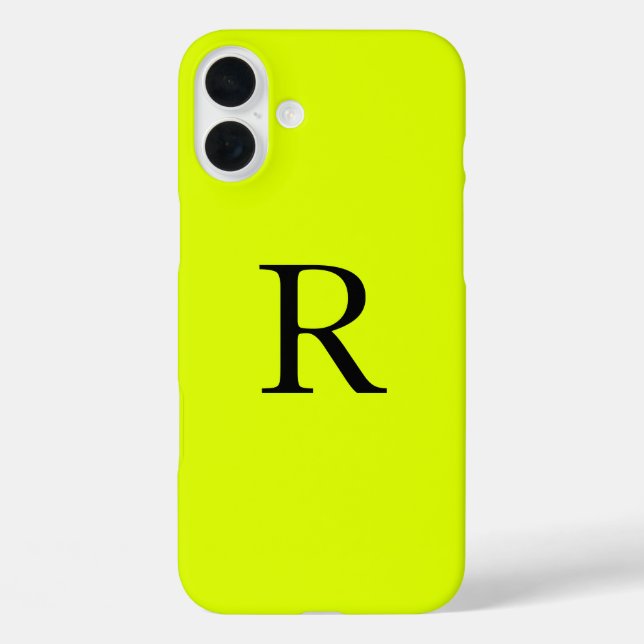 Coques Case-Mate iPhone Nom du monogramme Chartreuse jaune néon (Verso)